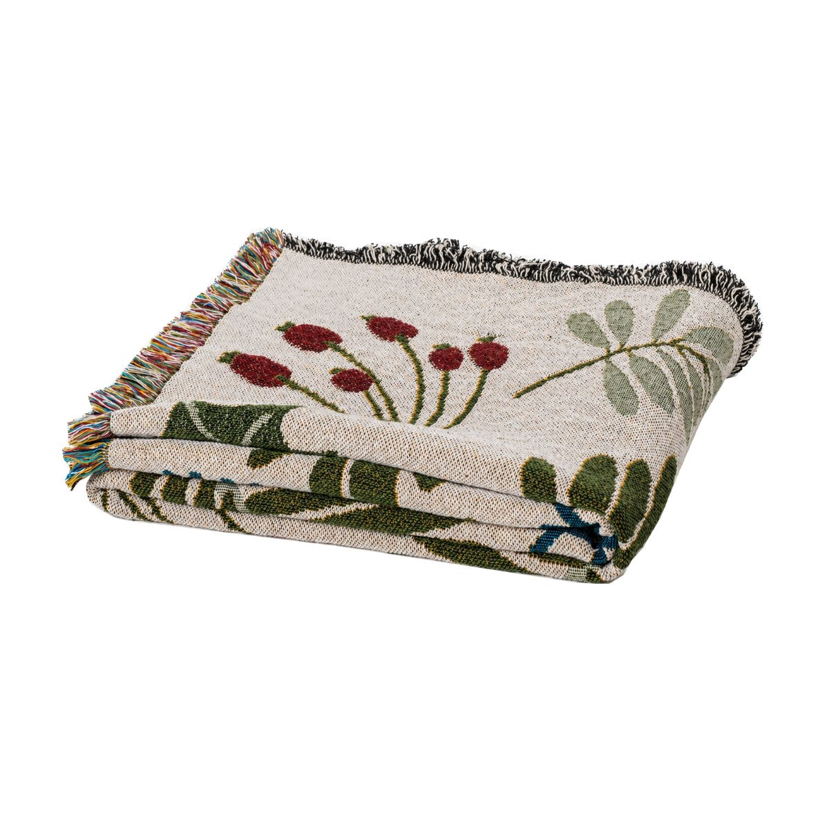 Blassam - Christmas throw with mistletoe leaf print
