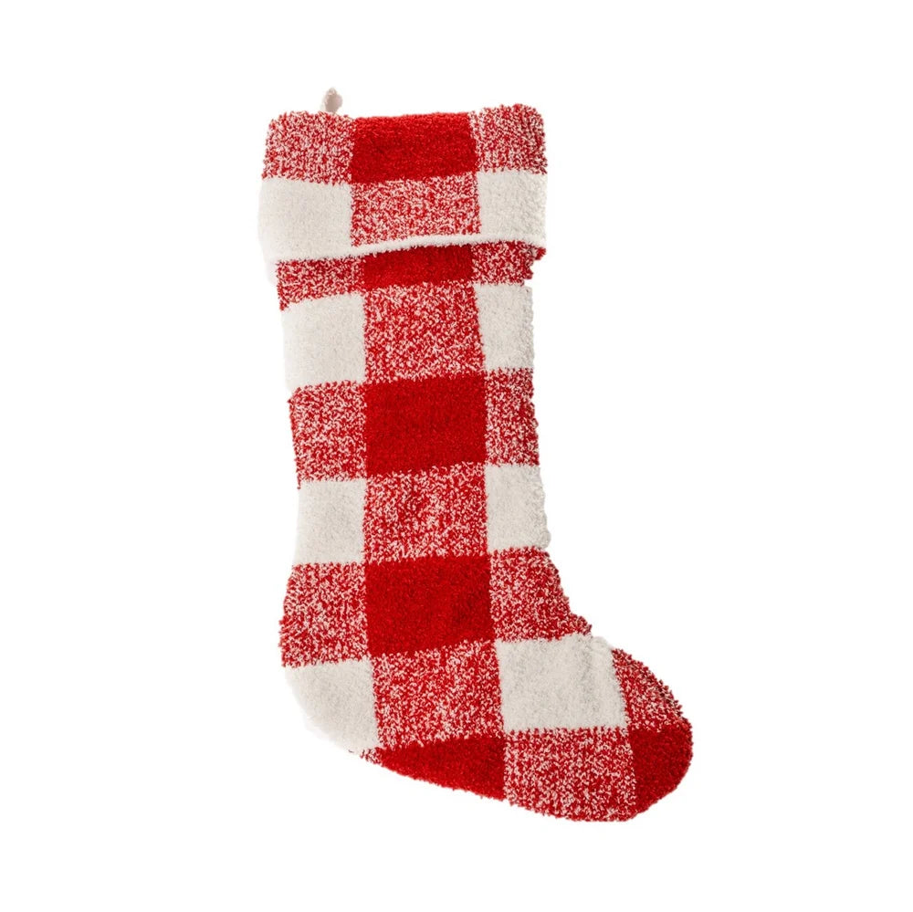 Bo red and ivory plaid Christmas stocking