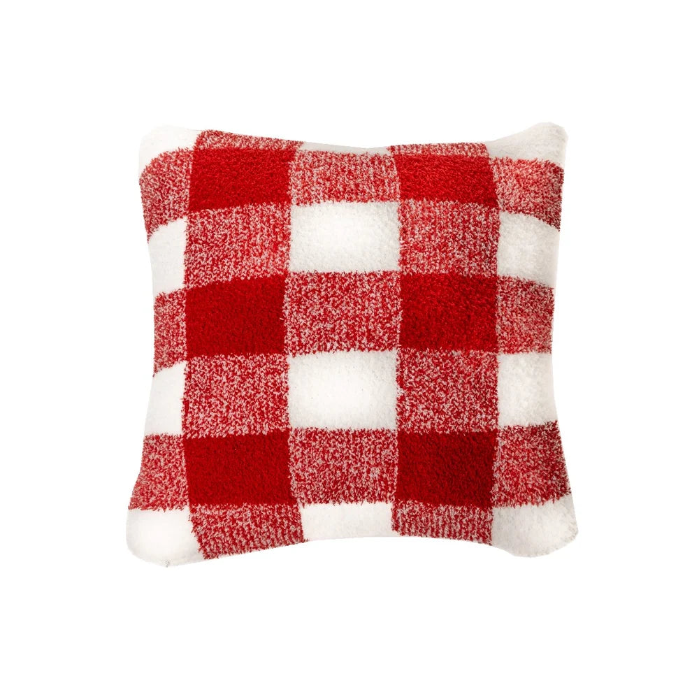 Coussin à carreaux rouge et ivoire - Bo