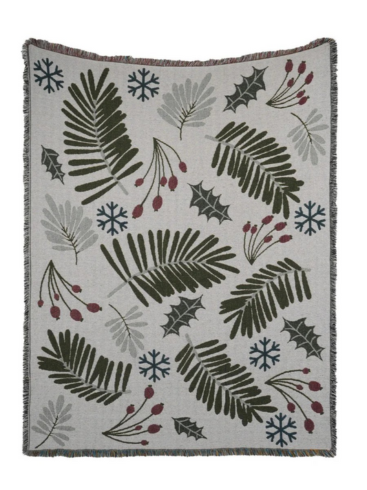 Blassam - Jeté de Noël imprimé feuilles de gui
