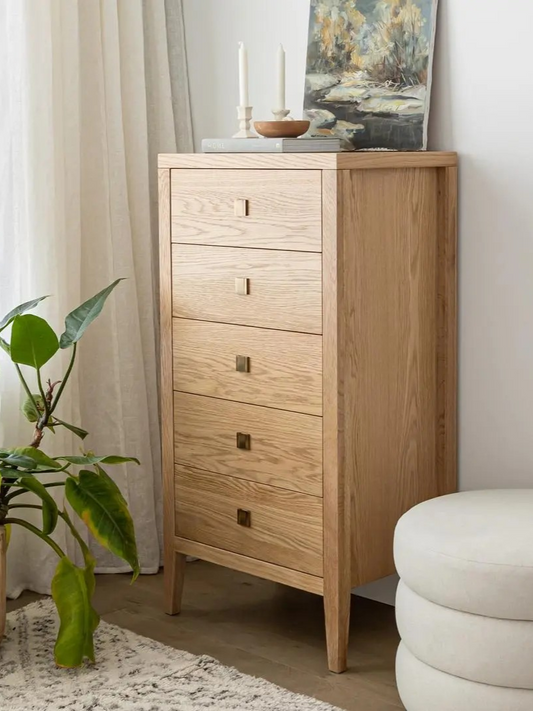 Hara 5-Drawer Tall Chest of Drawers - Natural Oak