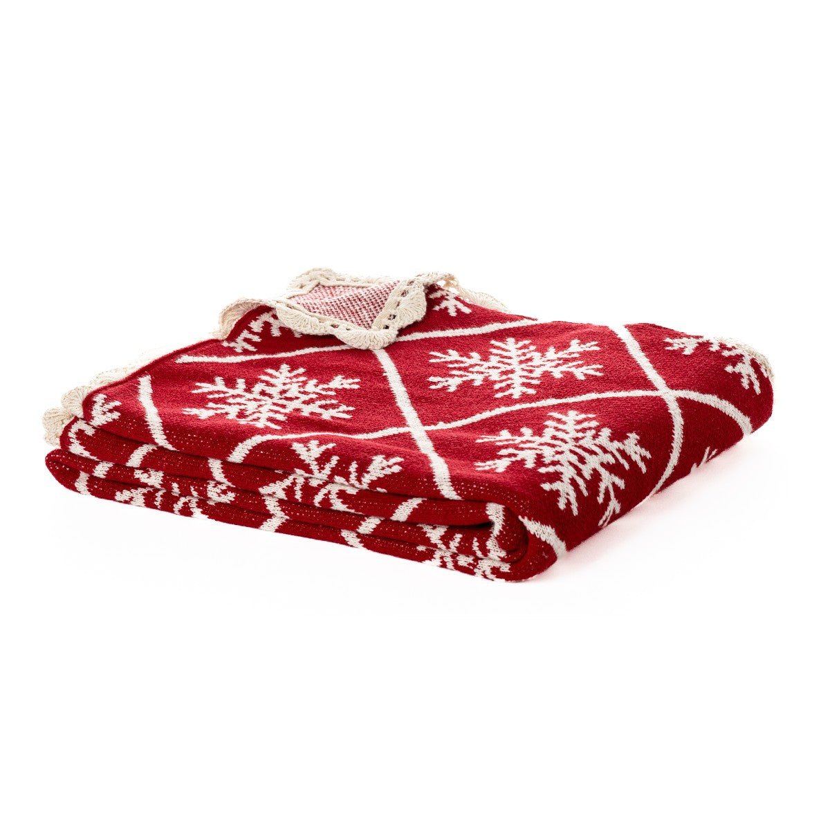 Snowflake - Red Christmas Throw