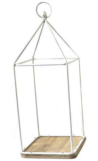 Lanterne en bois et en métal blanc