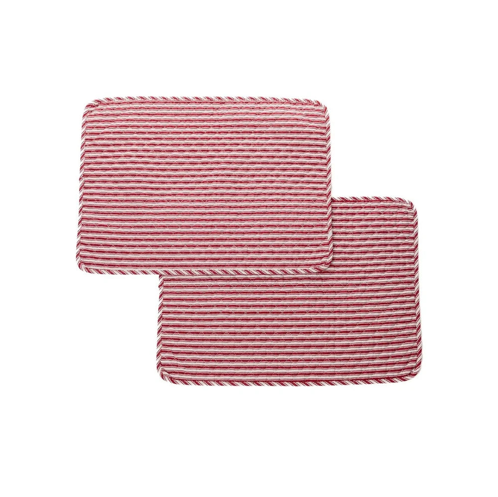 Holly red and white striped placemats