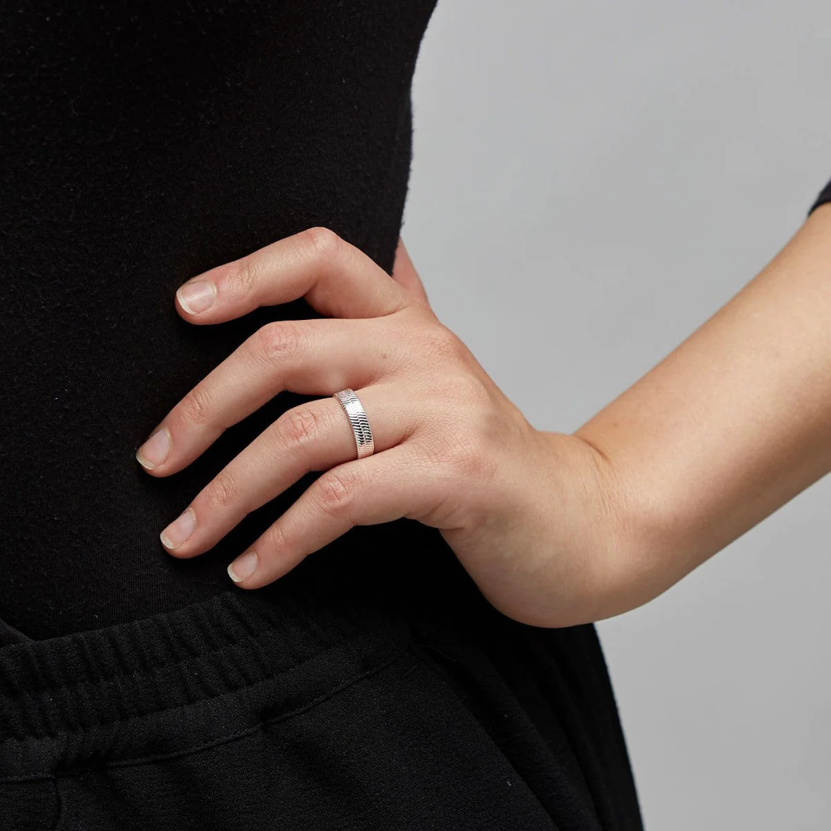 NOREEN Pilgrim chain ring - silver plated