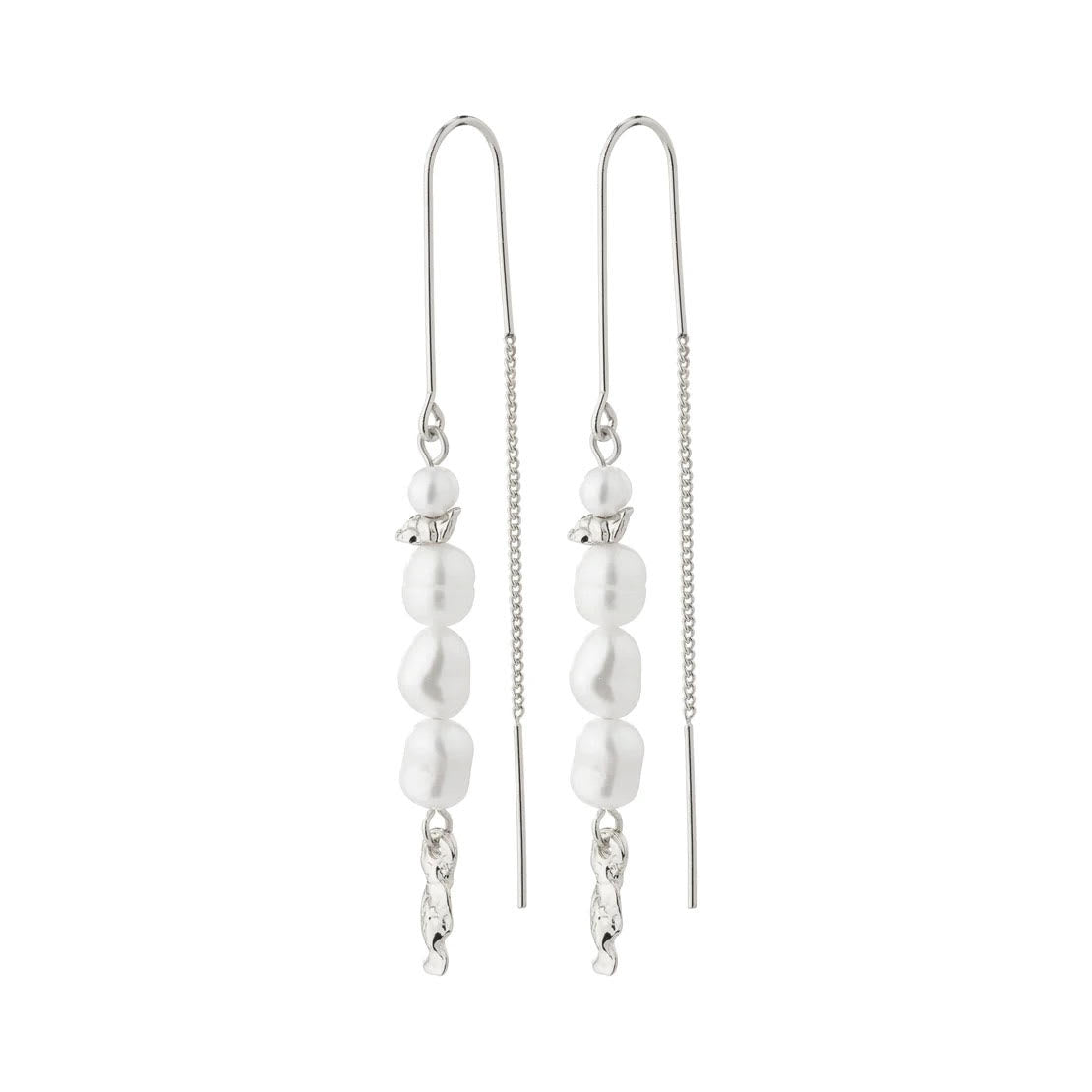BERTHE pearl chain earrings - silver plated