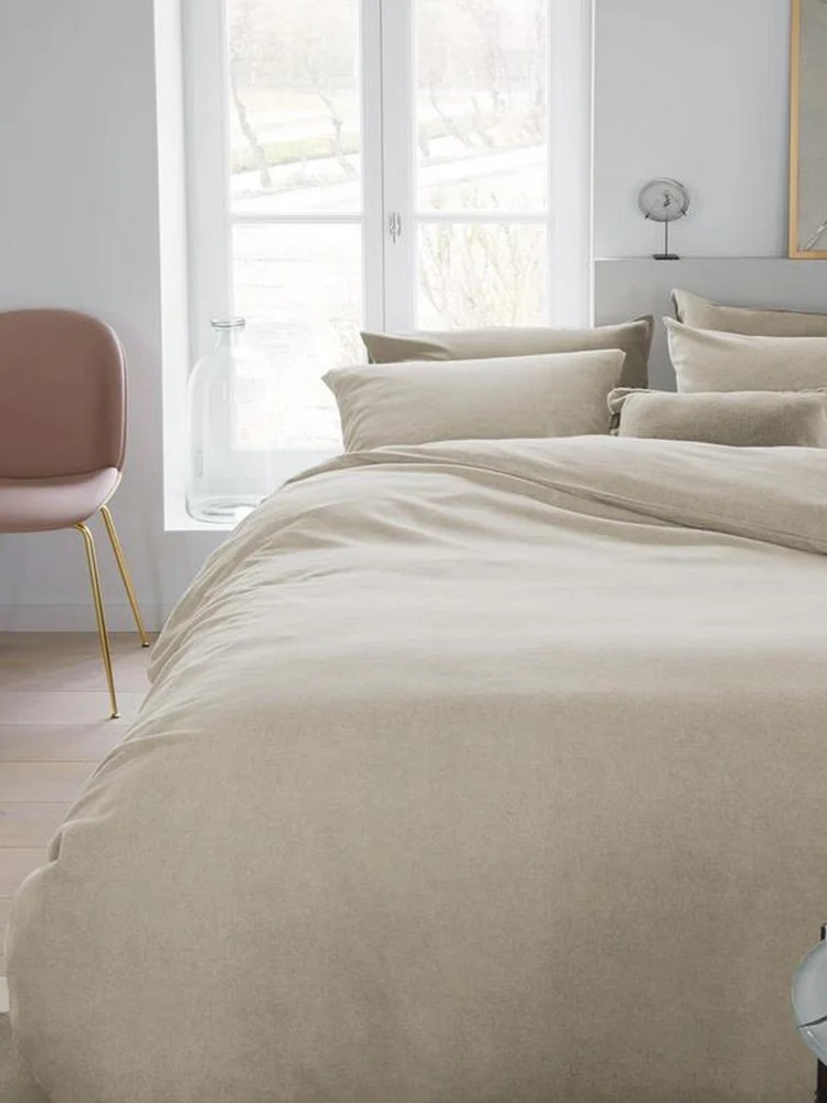 Bonheur - Housse de couette en flanelle Naturel