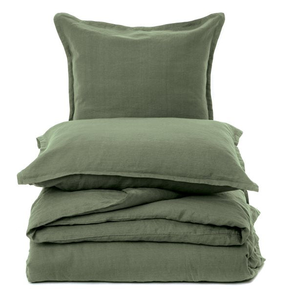 Lin - Housse de couette vert olive