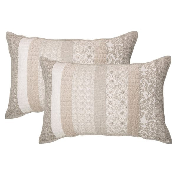 Lola - Cache oreiller décoratif ivoire et taupe