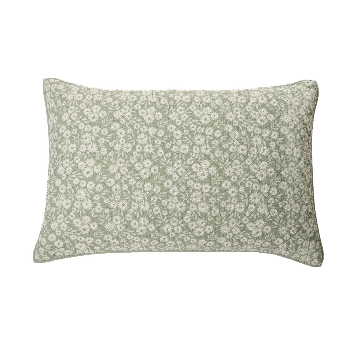 Maggie - -Green decorative pillowcase with small flowers 