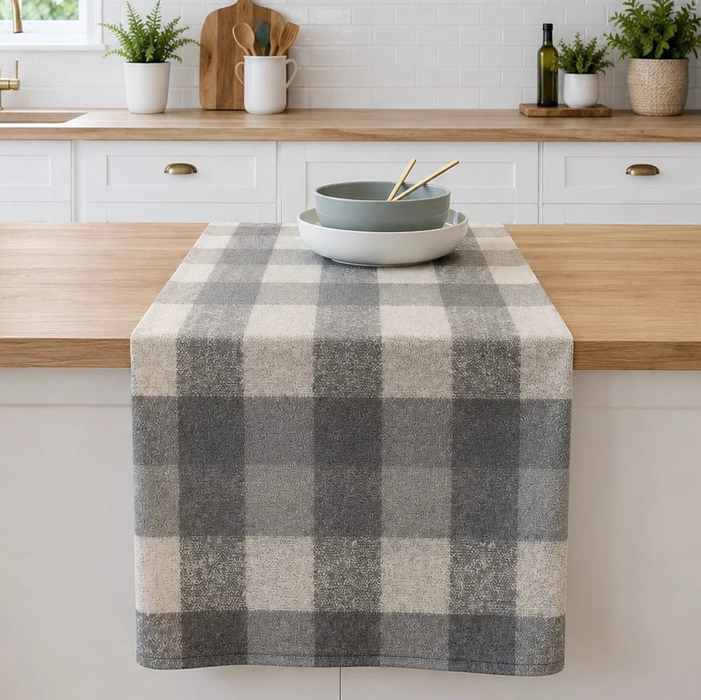 Matheson grey plaid tablecloth
