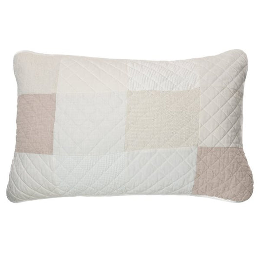 Meringue - Real ivory and natural patchwork decorative pillow cover