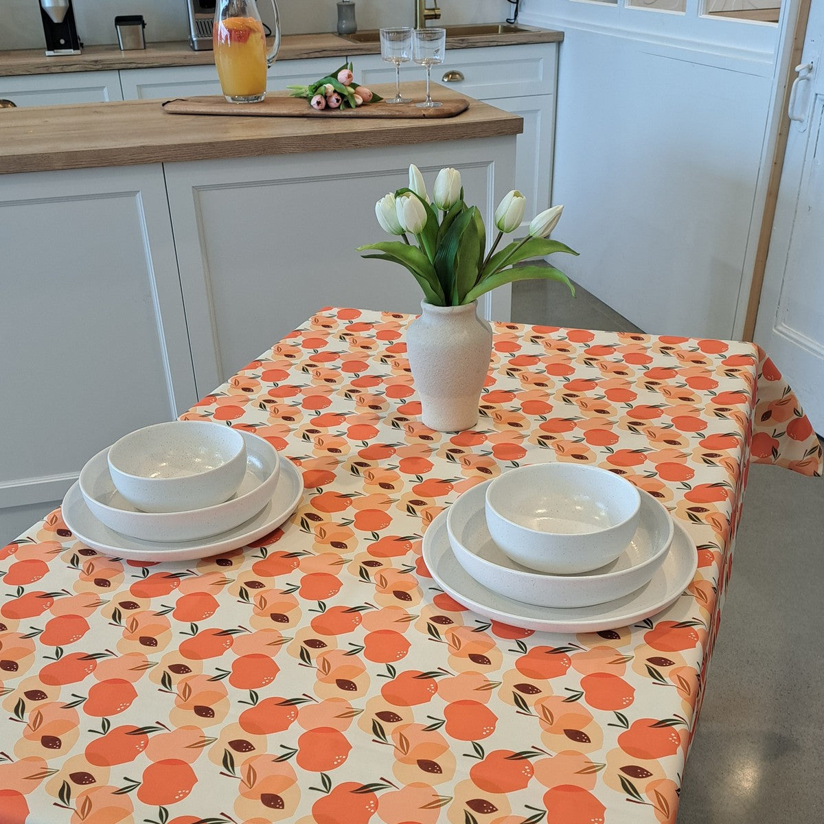 Mignonne - Peach print tablecloth