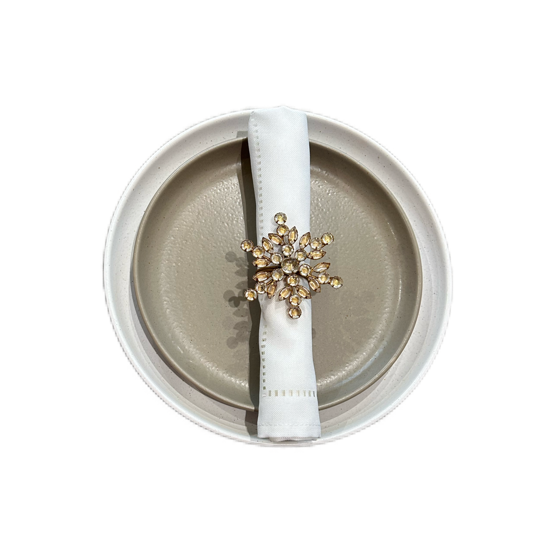 Rond de Serviette Flocon de Neige Doré