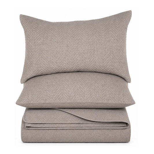 Nelson - Ensemble courtepointe taupe