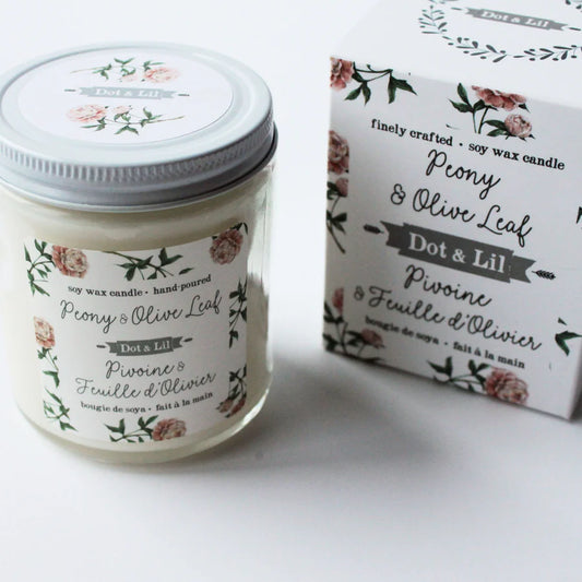 Soy candle - Peony &amp; olive leaf