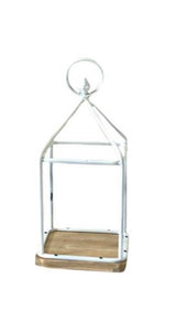Lanterne en bois et en métal blanc