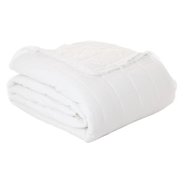 Poke - White Quilted Linen Blanket
