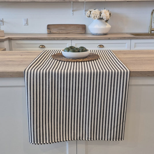 Seacoast Gray Striped Tablecloth