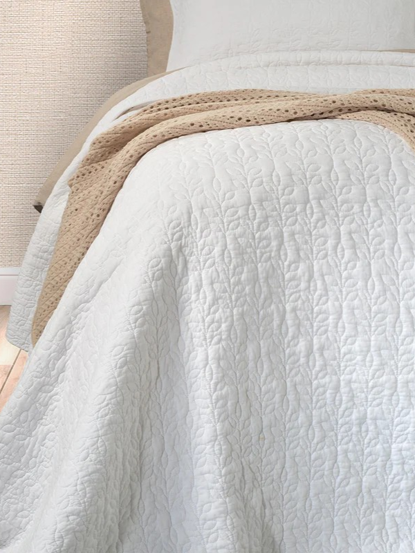 Foliage - White Quilted Quilt