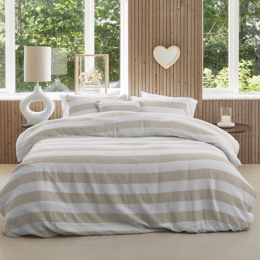 Stripe - Natural striped Duvet Cover