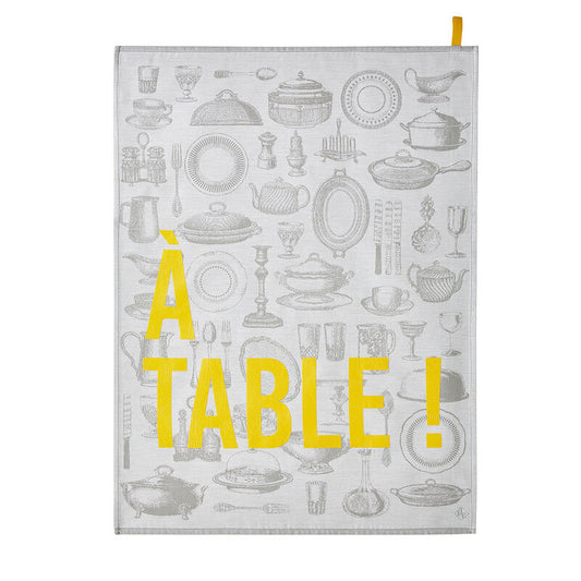 Grey À Table Tea Towel – Le Jacquard Français